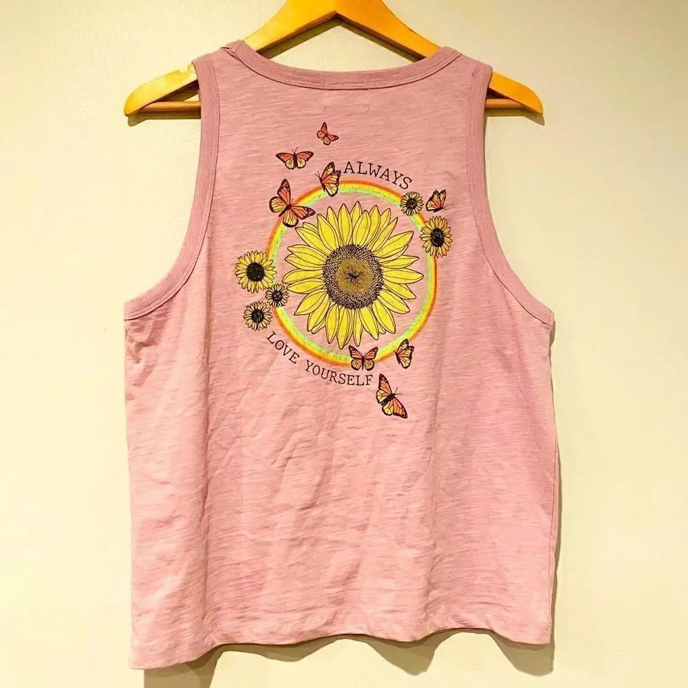Urban Nation Butterfly/Sunflower “Always Love Yourself” Tank Size XL